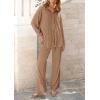 imagePRETTYGARDEN Womens 2 Piece Sets 2026 Fall Casual Textured Button Down Shirt Wide Leg Pants Outfits Loungewear TracksuitKhaki