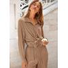 imagePRETTYGARDEN Womens 2 Piece Sets 2026 Fall Casual Textured Button Down Shirt Wide Leg Pants Outfits Loungewear TracksuitKhaki