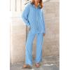 imagePRETTYGARDEN Womens 2 Piece Sets 2026 Fall Casual Textured Button Down Shirt Wide Leg Pants Outfits Loungewear TracksuitLight Blue