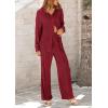 imagePRETTYGARDEN Womens 2 Piece Sets 2026 Fall Casual Textured Button Down Shirt Wide Leg Pants Outfits Loungewear TracksuitWine Red