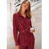 imagePRETTYGARDEN Womens 2 Piece Sets 2026 Fall Casual Textured Button Down Shirt Wide Leg Pants Outfits Loungewear TracksuitWine Red