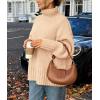 imagePRETTYGARDEN Womens 2025 Fall Oversized Sweaters Turtleneck Casual Long Sleeve Chunky Knit Pullover Tops Winter ClothesBeige