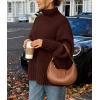 imagePRETTYGARDEN Womens 2025 Fall Oversized Sweaters Turtleneck Casual Long Sleeve Chunky Knit Pullover Tops Winter ClothesCoffee