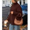 imagePRETTYGARDEN Womens 2025 Fall Oversized Sweaters Turtleneck Casual Long Sleeve Chunky Knit Pullover Tops Winter ClothesCoffee