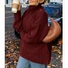 imagePRETTYGARDEN Womens 2025 Fall Oversized Sweaters Turtleneck Casual Long Sleeve Chunky Knit Pullover Tops Winter ClothesDark Wine Red