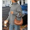 imagePRETTYGARDEN Womens 2025 Fall Oversized Sweaters Turtleneck Casual Long Sleeve Chunky Knit Pullover Tops Winter ClothesGrey