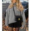 imagePRETTYGARDEN Womens 2025 Fall Oversized Sweaters Turtleneck Casual Long Sleeve Chunky Knit Pullover Tops Winter ClothesGrey