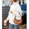 imagePRETTYGARDEN Womens 2025 Fall Oversized Sweaters Turtleneck Casual Long Sleeve Chunky Knit Pullover Tops Winter ClothesWhite