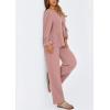 imagePRETTYGARDEN Womens 2025 Two Piece Outfits Tie Front Long Sleeve Top Wide Leg Pant Lounge Sets Cute Matching Loungewear