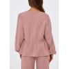 imagePRETTYGARDEN Womens 2025 Two Piece Outfits Tie Front Long Sleeve Top Wide Leg Pant Lounge Sets Cute Matching Loungewear