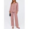 imagePRETTYGARDEN Womens 2025 Two Piece Outfits Tie Front Long Sleeve Top Wide Leg Pant Lounge Sets Cute Matching Loungewear