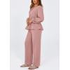 imagePRETTYGARDEN Womens 2025 Two Piece Outfits Tie Front Long Sleeve Top Wide Leg Pant Lounge Sets Cute Matching Loungewear