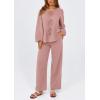imagePRETTYGARDEN Womens 2025 Two Piece Outfits Tie Front Long Sleeve Top Wide Leg Pant Lounge Sets Cute Matching Loungewear