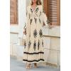 imagePRETTYGARDEN Womens 2026 Fall Wedding Guest Dresses Boho Floral Long Sleeve V Neck Flowy Elegant Maxi Dress Beach ClothesFloral Apricot Black