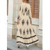 imagePRETTYGARDEN Womens 2026 Fall Wedding Guest Dresses Boho Floral Long Sleeve V Neck Flowy Elegant Maxi Dress Beach ClothesFloral Apricot Black
