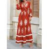 imagePRETTYGARDEN Womens 2026 Fall Wedding Guest Dresses Boho Floral Long Sleeve V Neck Flowy Elegant Maxi Dress Beach ClothesFloral Brick Red White