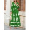 imagePRETTYGARDEN Womens 2026 Fall Wedding Guest Dresses Boho Floral Long Sleeve V Neck Flowy Elegant Maxi Dress Beach ClothesFloral Green White