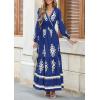 imagePRETTYGARDEN Womens 2026 Fall Wedding Guest Dresses Boho Floral Long Sleeve V Neck Flowy Elegant Maxi Dress Beach ClothesFloral Navy Apricot