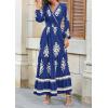 imagePRETTYGARDEN Womens 2026 Fall Wedding Guest Dresses Boho Floral Long Sleeve V Neck Flowy Elegant Maxi Dress Beach ClothesFloral Navy Apricot