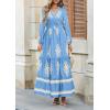 imagePRETTYGARDEN Womens 2026 Fall Wedding Guest Dresses Boho Floral Long Sleeve V Neck Flowy Elegant Maxi Dress Beach ClothesFloral Sky Blue Apricot