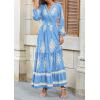 imagePRETTYGARDEN Womens 2026 Fall Wedding Guest Dresses Boho Floral Long Sleeve V Neck Flowy Elegant Maxi Dress Beach ClothesFloral Sky Blue Apricot