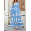imagePRETTYGARDEN Womens 2026 Fall Wedding Guest Dresses Boho Floral Long Sleeve V Neck Flowy Elegant Maxi Dress Beach ClothesFloral Sky Blue Apricot