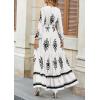 imagePRETTYGARDEN Womens 2026 Fall Wedding Guest Dresses Boho Floral Long Sleeve V Neck Flowy Elegant Maxi Dress Beach ClothesFloral White Black