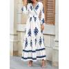 imagePRETTYGARDEN Womens 2026 Fall Wedding Guest Dresses Boho Floral Long Sleeve V Neck Flowy Elegant Maxi Dress Beach ClothesFloral White Blue