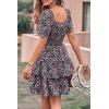 imagePRETTYGARDEN Womens 2026 Floral Summer Short Dress Square Neck Short Sleeve Tiered Ruffle Boho Swing DressesFloral Black Red