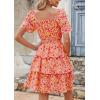 imagePRETTYGARDEN Womens 2026 Floral Summer Short Dress Square Neck Short Sleeve Tiered Ruffle Boho Swing DressesRose Red Floral