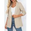 imagePRETTYGARDEN Womens 2026 Spring Blazers Business Casual Outfits Open Front Ruched 34 Sleeve Lightweight Work Suits JacketsBeige