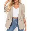 imagePRETTYGARDEN Womens 2026 Spring Blazers Business Casual Outfits Open Front Ruched 34 Sleeve Lightweight Work Suits JacketsBeige