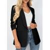 imagePRETTYGARDEN Womens 2026 Spring Blazers Business Casual Outfits Open Front Ruched 34 Sleeve Lightweight Work Suits JacketsBlack