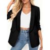 imagePRETTYGARDEN Womens 2026 Spring Blazers Business Casual Outfits Open Front Ruched 34 Sleeve Lightweight Work Suits JacketsBlack