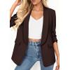 imagePRETTYGARDEN Womens 2026 Spring Blazers Business Casual Outfits Open Front Ruched 34 Sleeve Lightweight Work Suits JacketsBrown