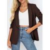 imagePRETTYGARDEN Womens 2026 Spring Blazers Business Casual Outfits Open Front Ruched 34 Sleeve Lightweight Work Suits JacketsBrown