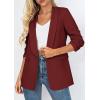 imagePRETTYGARDEN Womens 2026 Spring Blazers Business Casual Outfits Open Front Ruched 34 Sleeve Lightweight Work Suits JacketsBurgundy