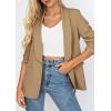 imagePRETTYGARDEN Womens 2026 Spring Blazers Business Casual Outfits Open Front Ruched 34 Sleeve Lightweight Work Suits JacketsKhaki