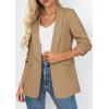 imagePRETTYGARDEN Womens 2026 Spring Blazers Business Casual Outfits Open Front Ruched 34 Sleeve Lightweight Work Suits JacketsKhaki