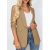 imagePRETTYGARDEN Womens 2026 Spring Blazers Business Casual Outfits Open Front Ruched 34 Sleeve Lightweight Work Suits JacketsKhaki