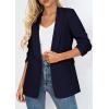 imagePRETTYGARDEN Womens 2026 Spring Blazers Business Casual Outfits Open Front Ruched 34 Sleeve Lightweight Work Suits JacketsNavy Blue