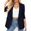 imagePRETTYGARDEN Womens 2026 Spring Blazers Business Casual Outfits Open Front Ruched 34 Sleeve Lightweight Work Suits JacketsNavy Blue