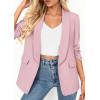 imagePRETTYGARDEN Womens 2026 Spring Blazers Business Casual Outfits Open Front Ruched 34 Sleeve Lightweight Work Suits JacketsPink
