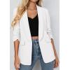 imagePRETTYGARDEN Womens 2026 Spring Blazers Business Casual Outfits Open Front Ruched 34 Sleeve Lightweight Work Suits JacketsWhite
