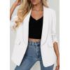 imagePRETTYGARDEN Womens 2026 Spring Blazers Business Casual Outfits Open Front Ruched 34 Sleeve Lightweight Work Suits JacketsWhite