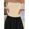 imagePRETTYGARDEN Womens 2026 Spring Strapless Maxi Dresses Patchwork Long Flowy Pockets Elegant Going Out Summer Tube Top DressApricot Black