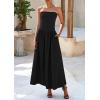 imagePRETTYGARDEN Womens 2026 Spring Strapless Maxi Dresses Patchwork Long Flowy Pockets Elegant Going Out Summer Tube Top DressBlack