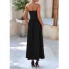 imagePRETTYGARDEN Womens 2026 Spring Strapless Maxi Dresses Patchwork Long Flowy Pockets Elegant Going Out Summer Tube Top DressBlack