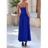 imagePRETTYGARDEN Womens 2026 Spring Strapless Maxi Dresses Patchwork Long Flowy Pockets Elegant Going Out Summer Tube Top DressBlue