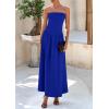 imagePRETTYGARDEN Womens 2026 Spring Strapless Maxi Dresses Patchwork Long Flowy Pockets Elegant Going Out Summer Tube Top DressBlue